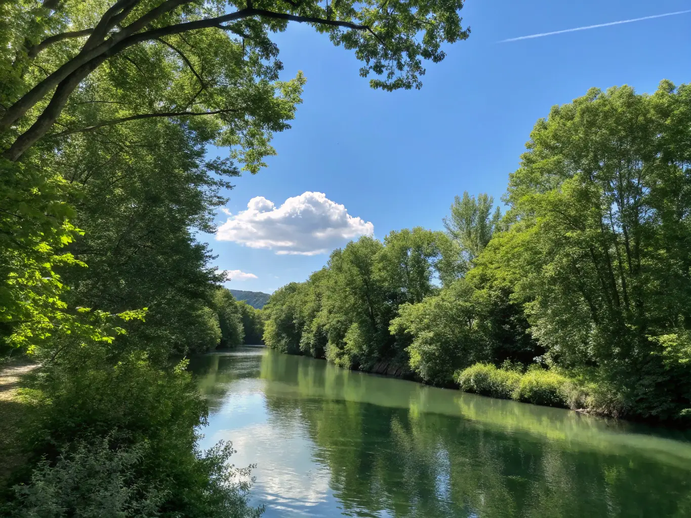 A crystal-clear river flowing through a lush green landscape, with people swimming and enjoying the refreshing waters of Vrelo in Mokra.